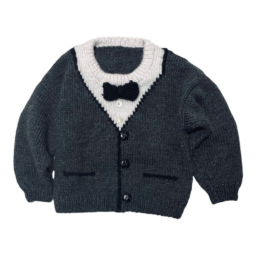 VINTAGE Hand Knit Tuxedo Sweater